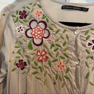 Gudrun Sjoden 100% cotton top with embroidery Sz Medium